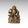 Estátua de Buda Dragões duplos Avalokitesvara Bronze Escultura Tpfx-062